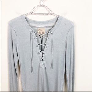 Chaser long sleeve lace up top